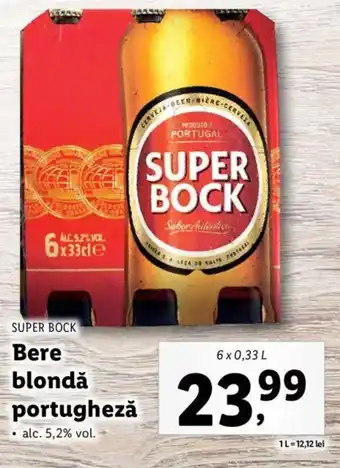 Lidl SUPER BOCK Bere blondă portugheză 6 x 0.33l Ofertă