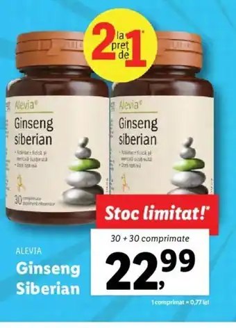 Lidl ALEVIA Ginseng Siberian 30+30 comprimate Ofertă