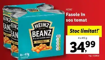 Lidl HEINZ Fasole în sos tomat 4 x 415g Ofertă