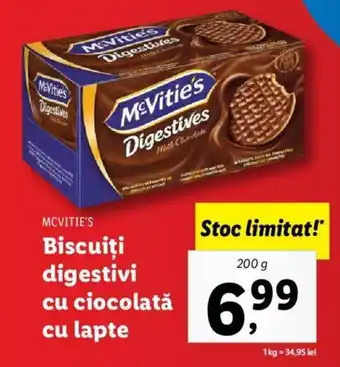 Lidl MCVITIE'S Biscuiţi digestivi cu ciocolată cu lapte 200g Ofertă