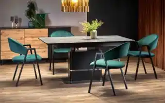 Mobila Videnov Masa dining extensibila gri inchis + negru Ofertă