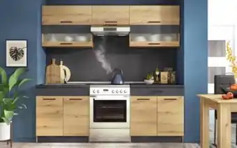 Bucatarie 220 cm stejar evoc + magma