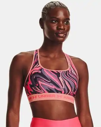Women's armour® mid crossback printed sports bra