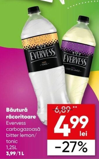 Băutură răcoritoare Evervess carbogazoasă bitter lemon/tonic, 1,25l