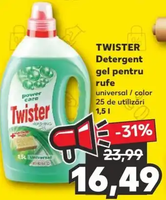 Kaufland TWISTER Detergent gel pentru rufe, 1,5l Ofertă