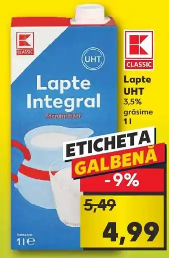 Kaufland Lapte UHT 3,5%, 1l Ofertă