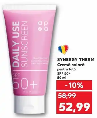 Kaufland SYNERGY THERM Cremă solară pentru față SPF 50+ 50 ml Ofertă