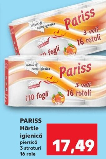 Kaufland PARISS Hârtie igienică piersică 3 straturi 16 role Ofertă