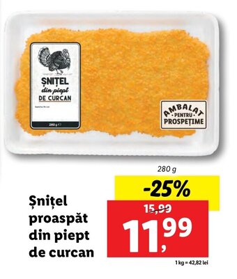 Lidl Şniţel proaspăt din piept de curcan 280g Ofertă