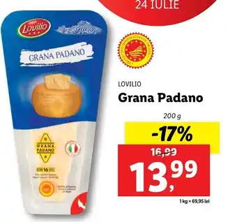 Lidl LOVILIO Grana Padano 200g Ofertă