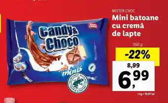 Lidl MISTER CHOC Mini batoane cu cremă de lapte 350g Ofertă