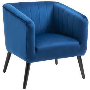 Favi Homcom fotoliu modern stil nordic invelis din catifea si picioare din lemn, albastru Ofertă