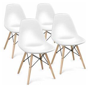 Favi 4 buc scaune de bucatarie, 4 culori-alb Ofertă