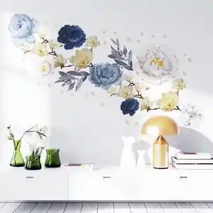 Favi Sticker white magnolia with blue watercolour flowers Ofertă