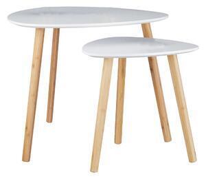 Favi Set 2 masute cafea, design scandinav, lemn, natur/alb, h 48 cm si h 40 cm Ofertă