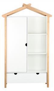 Dulap sub forma de casa din pin/mdf alb, 112x51x187 cm