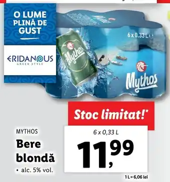 MYTHOS Bere blondă 6x0.33L
