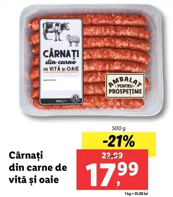 Lidl Cârnaţi din carne de vită şi oaie 500g Ofertă
