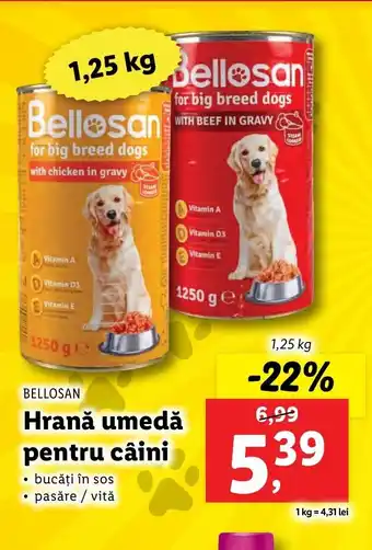 Lidl BELLOSAN Hrană umedă pentru câini 1.25kg Ofertă