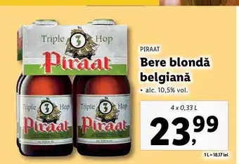 Lidl PIRAAT Bere blondă belgiană 4 x 0.33l Ofertă