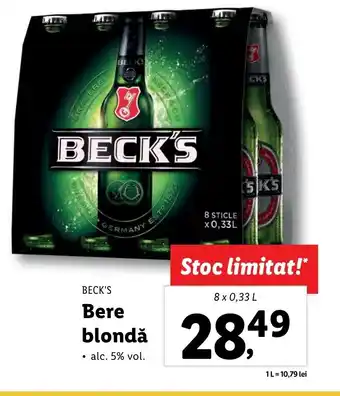 Lidl BECK'S Bere blondă 8 x 0.33l Ofertă