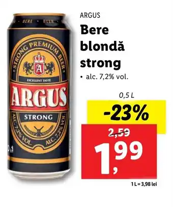 Lidl ARGUS Bere blondă strong 0.5l Ofertă
