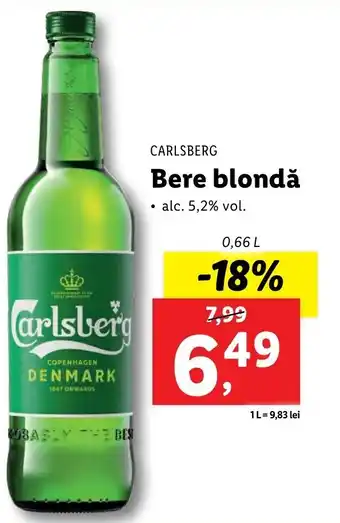 Lidl CARLSBERG Bere blondă 0.66l Ofertă