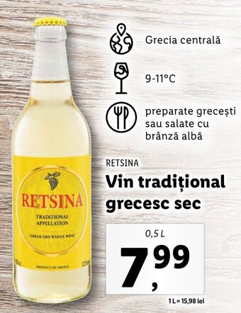 Lidl RETSINA Vin tradițional grecesc sec 0.5l Ofertă