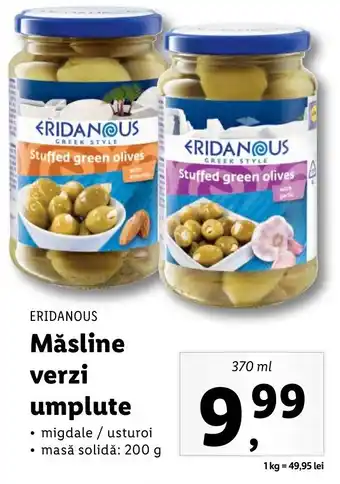 Lidl ERIDANOUS Măsline verzi umplute 370ml Ofertă