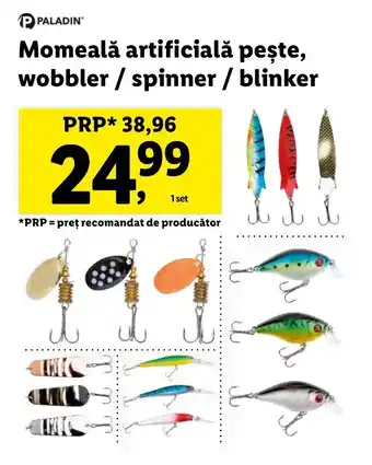 Lidl PALADIN Momealǎ artificială peşte, wobbler / spinner / blinker 1 set Ofertă