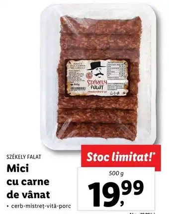 Lidl SZÉKELY FALAT Mici cu carne de vânat 500g Ofertă
