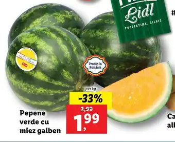 Lidl PIAȚA Lidl Pepene verde cu miez galben per kg Ofertă
