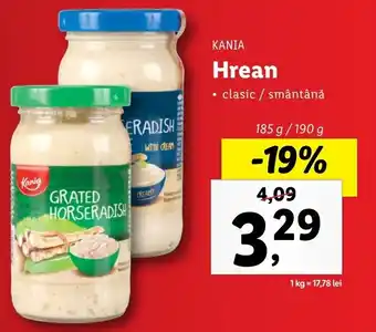 Lidl KANIA Hrean 185/190g Ofertă