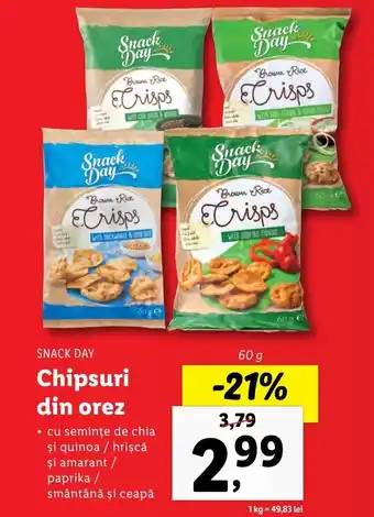 Lidl SNACK DAY Chipsuri din orez 60g Ofertă