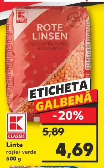 Kaufland Kaufland CLASSIC Linte roșie/ verde 500 g Ofertă