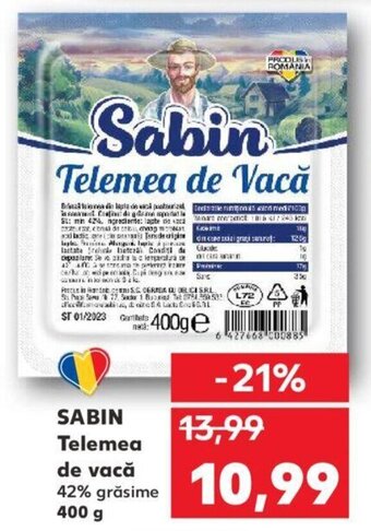Kaufland SABIN Telemea de vacă 42% grăsime 400 g Ofertă