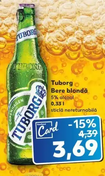 Kaufland Tuborg Bere blondă 5% alcool 0.33l Ofertă