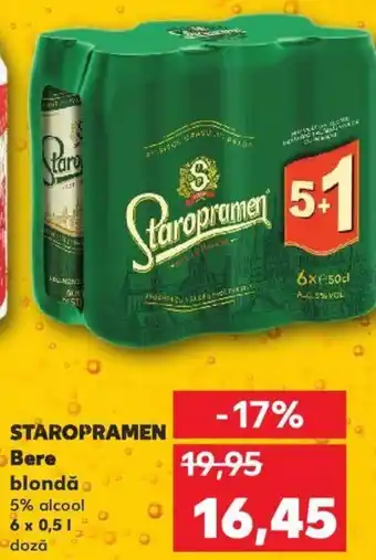 Kaufland STAROPRAMEN Bere blondă 5% alcool 6 x 0,5l Ofertă