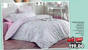 Kaufland Lenjerie de pat cearşaf pat: 200x220 cm cearşaf pilotă: 2 x față de pernă: 50x70 cm 100% bumbac 1 buc Ofertă