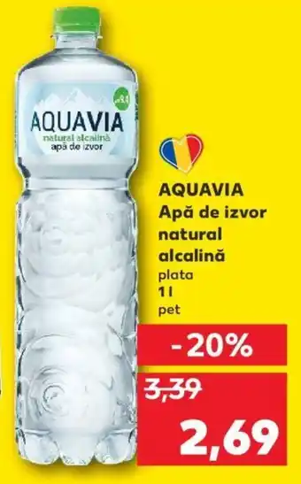 Kaufland AQUAVIA Apă de izvor natural alcalină plata 1l Ofertă