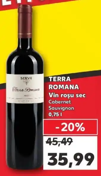 Kaufland TERRA ROMANA Vin roşu sec Cabernet Sauvignon 0,75 l Ofertă
