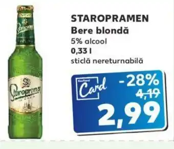 Kaufland STAROPRAMEN Bere blondă 5% alcool 0,33 l Ofertă