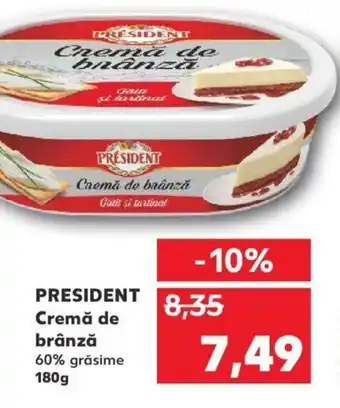 Kaufland PRESIDENT Cremă de brânză 60% grăsime 180g Ofertă