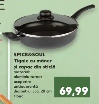 Kaufland SPICE&SOUL Tigaie cu mâner şi capac din sticlă 1 buc Ofertă