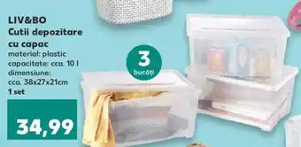 Kaufland LIV&BO Cutii depozitare cu capac  10 I 38x27x21cm 1 set Ofertă