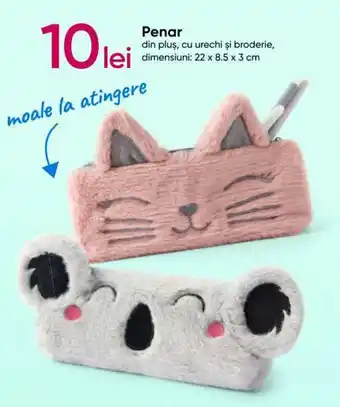 Pepco Penar din pluș, cu urechi şi broderie, dimensiuni: 22 x 8.5 x 3 cm Ofertă