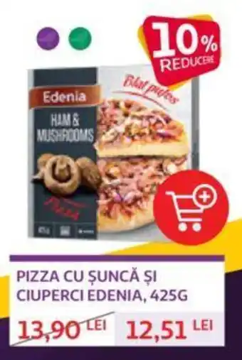 Auchan PIZZA CU ȘUNCĂ ȘI CIUPERCI EDENIA, 425G Ofertă