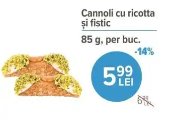 Carrefour Cannoli cu ricotta şi fistic 85 g, per buc. Ofertă