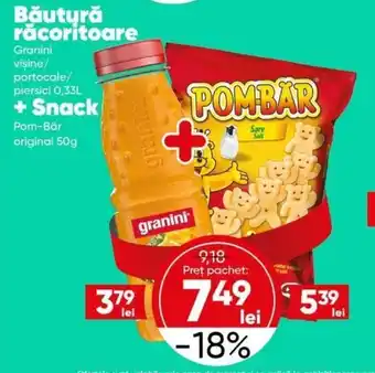 PROFI Băutură răcoritoare Granini vişine/ portocale/ piersici 0,33L + Snack Pom-Bär original 50g Ofertă