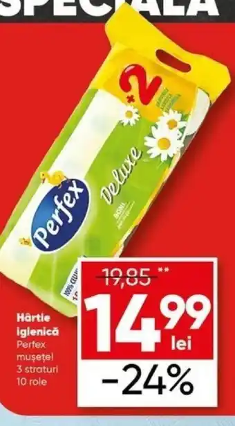 PROFI Hârtie igienică Perfex muşeţel 3 straturi 10 role Ofertă